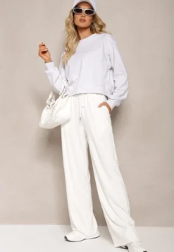 Jasnoszara Oversize Bluza z Bawełny o Krótkim Fasonie Sibolla