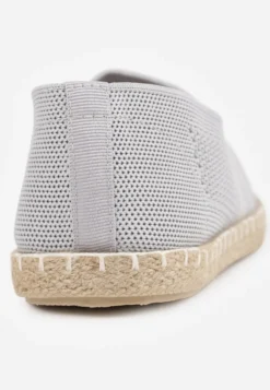 Jasnoszare Espadryle z Plecioną Cholewką przed Kostkę Mokosa