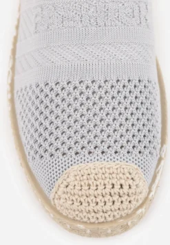 Jasnoszare Espadryle z Plecioną Cholewką przed Kostkę Mokosa