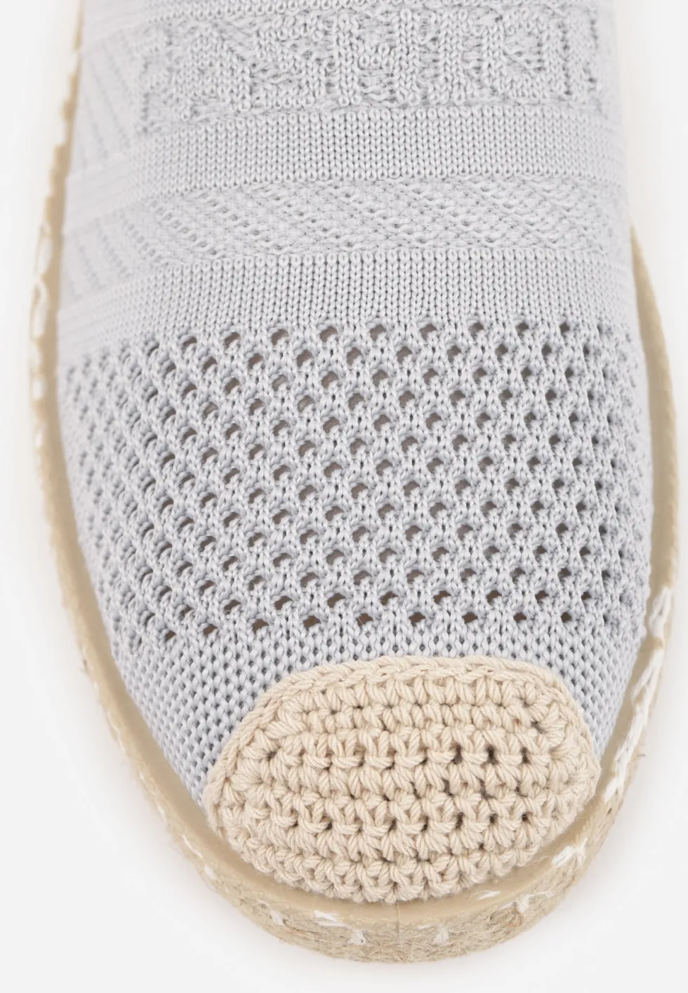 Jasnoszare Espadryle z Plecioną Cholewką przed Kostkę Mokosa