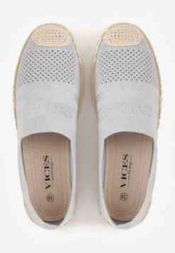 Jasnoszare Espadryle z Plecioną Cholewką przed Kostkę Mokosa