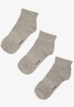 Jasnoszare Skarpety z Bawełny 3-pack za Kostkę z Napisem Folerina