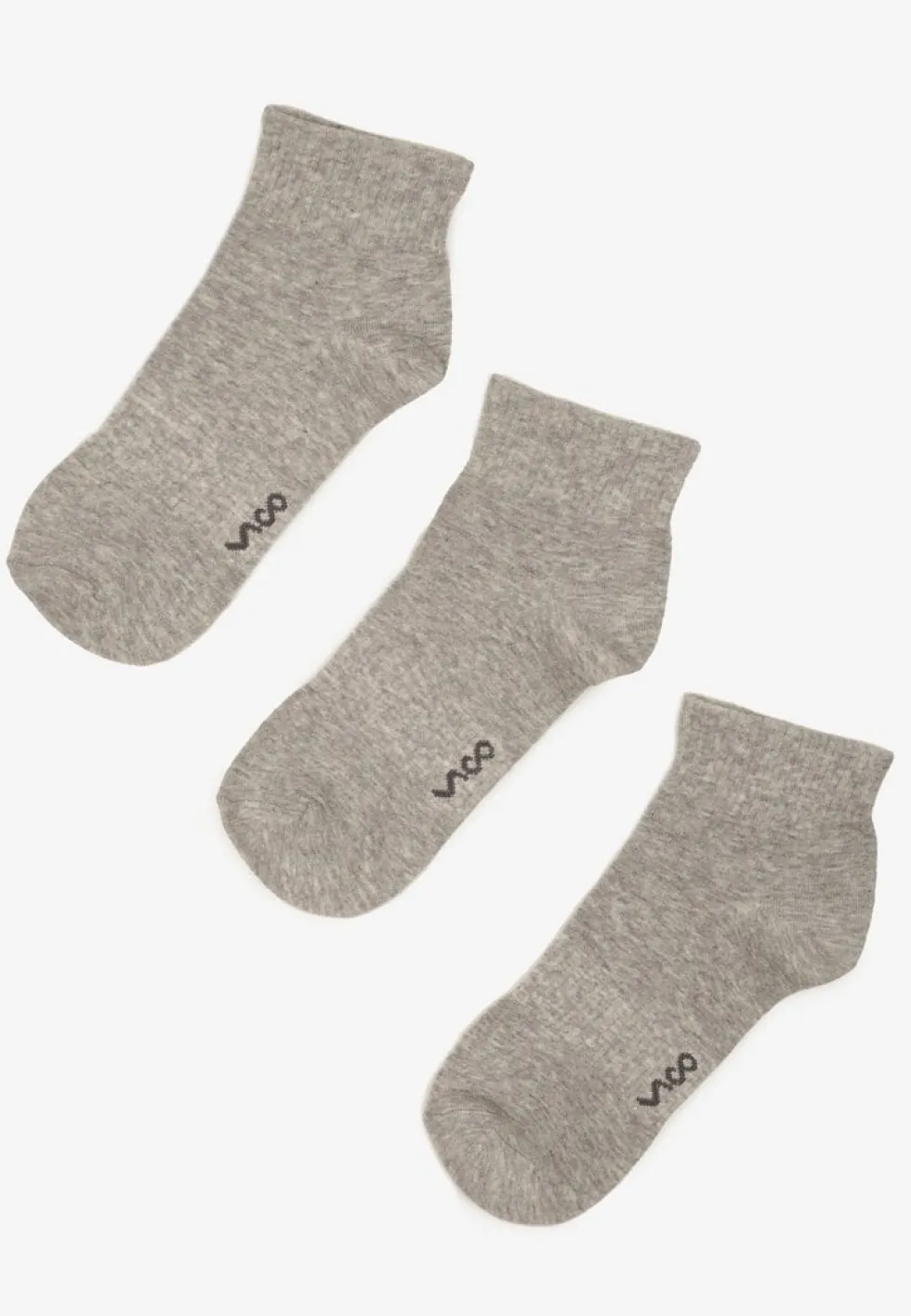 Jasnoszare Skarpety z Bawełny 3-pack za Kostkę z Napisem Folerina