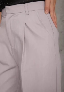 Jasnoszare Szerokie Spodnie High Waist Seraphella