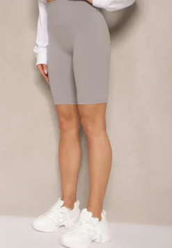 Jasnoszare Szorty Kolarki High Waist Basalla