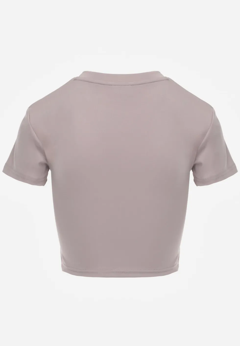 Jasnoszary Basicowy T-shirt w Stylu Cropped z Subtelnym Nadrukiem Loraera