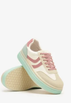 Jasnożółte Sneakersy Typu Kultowe Tenisówki na Niskiej Platformie Olritia