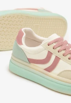Jasnożółte Sneakersy Typu Kultowe Tenisówki na Niskiej Platformie Olritia