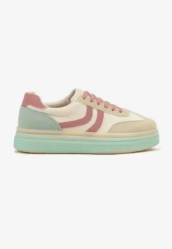 Jasnożółte Sneakersy Typu Kultowe Tenisówki na Niskiej Platformie Olritia