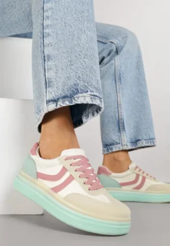 Jasnożółte Sneakersy Typu Kultowe Tenisówki na Niskiej Platformie Olritia