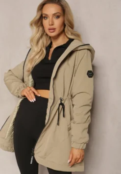 Jasnozielona Kurtka Parka Ściągana w Pasie Crotidae