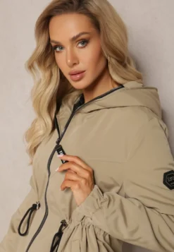 Jasnozielona Kurtka Parka Ściągana w Pasie Crotidae
