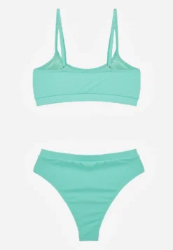 Jasnozielone Bikini Basic z Prążkowanego Materiału i Możliwością Regulacji Ramiączek Fyserola
