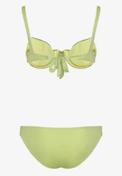 Jasnozielone Bikini Dwuczęściowe Biustonosz z Wiązaniem na Plecach Majtki Typu Figi Tiamarla