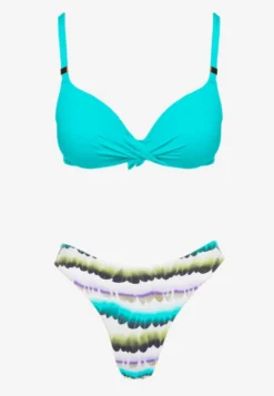 Jasnozielone Bikini Majtki Figi Ozdobione Nadrukiem i Biustonosz Natinalia