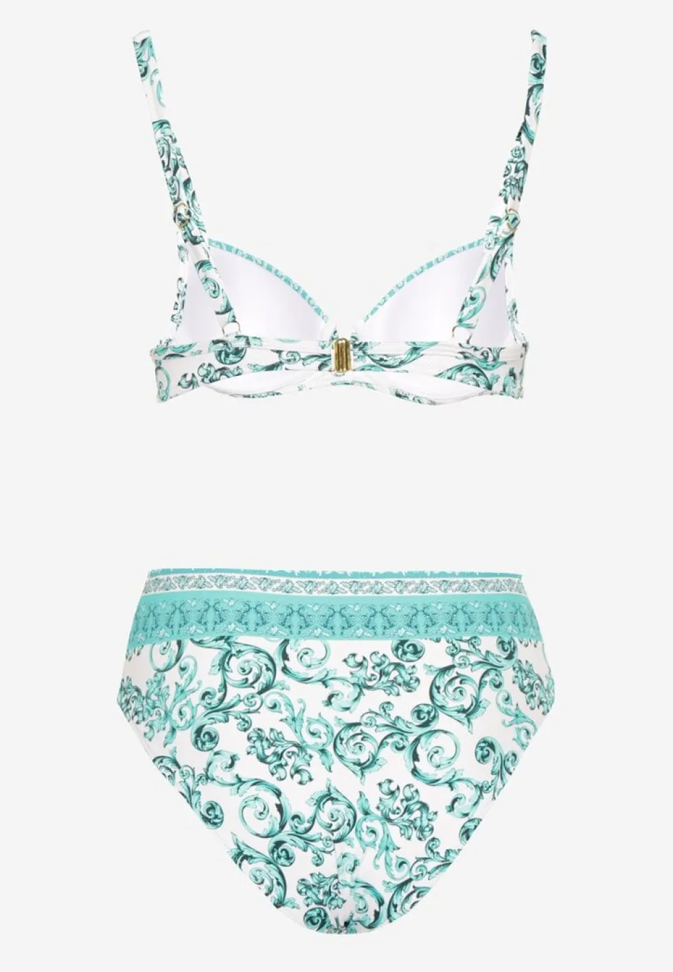 Jasnozielone Bikini Zdobione Ornamentalnym Printem Biustonosz i Figi Mirulea