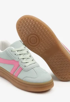Jasnozielone Sneakersy Klasyczne Tenisówki Zdobione Przeszyciami Alatira