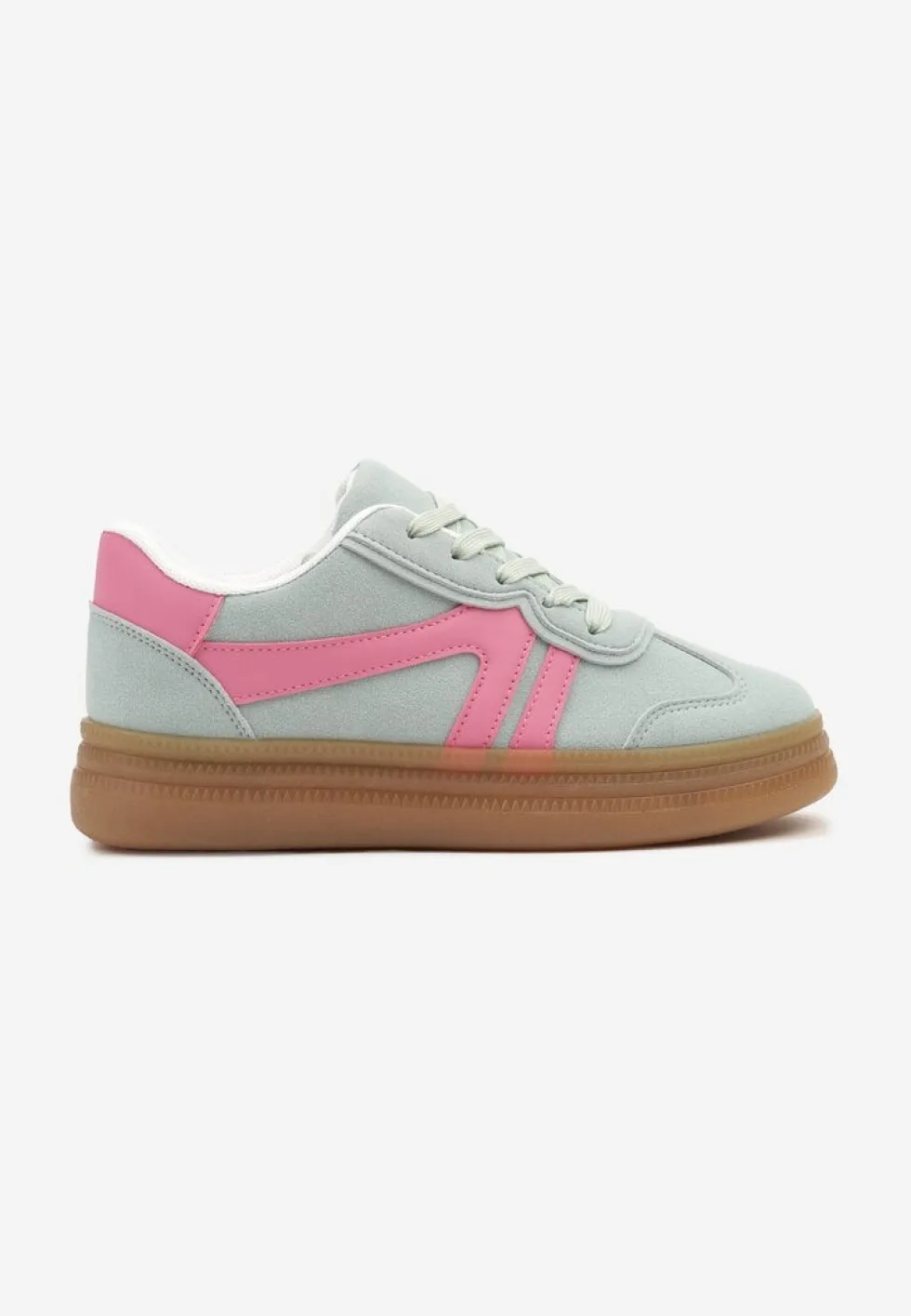 Jasnozielone Sneakersy Klasyczne Tenisówki Zdobione Przeszyciami Alatira