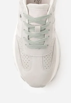 Jasnozielone Sneakersy na Platformie z Zamszu Naturalnego z Perforacją Zitrina