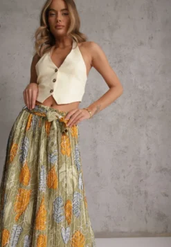 Jasnozielone Spodnie Szwedy z Bawełną High Waist Wykończone Gumką w Talii Pasefia