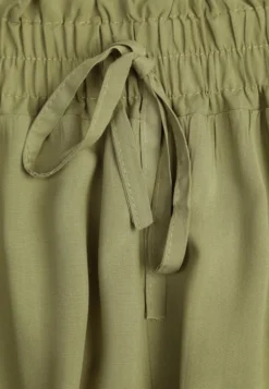 Jasnozielone Spodnie z Bawełny Typu Palazzo High Waist z Gumką w Talii Nelsaria