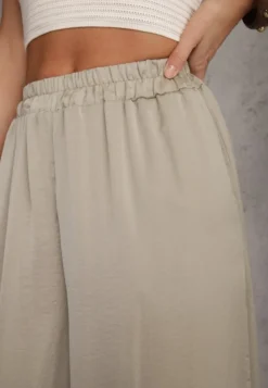 Jasnozielone Wiskozowe Spodnie Szerokie High Waist Rissalene