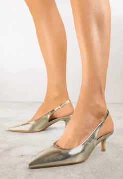 Jasnozłote Sandały Vices Slingback na Obcasie Typu Kaczuszka Kovirida