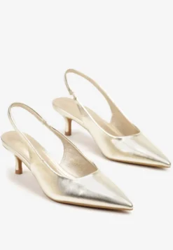 Jasnozłote Sandały Vices Slingback na Obcasie Typu Kaczuszka Kovirida
