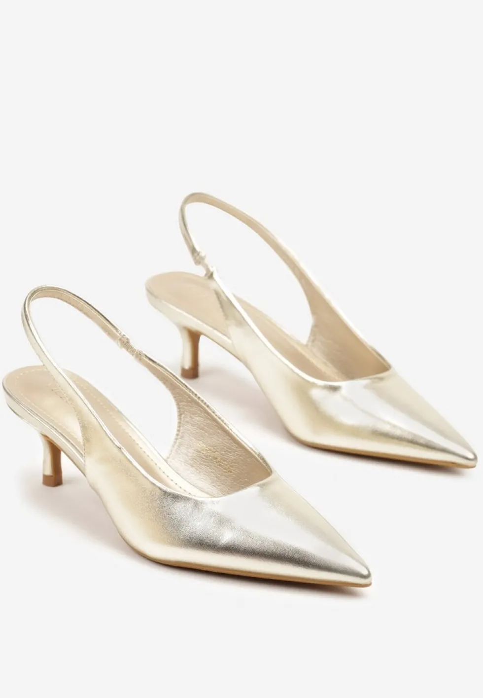 Jasnozłote Sandały Vices Slingback na Obcasie Typu Kaczuszka Kovirida
