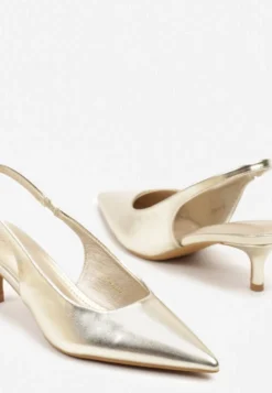 Jasnozłote Sandały Vices Slingback na Obcasie Typu Kaczuszka Kovirida