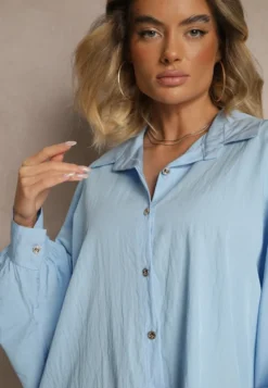 Niebieska Koszula z Wiskozą w Stylu Nietoperza Sonarielia