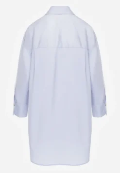 Niebieska Oversizowa Koszula z Bawełny z Eleganckimi Guzikami Rhenenore