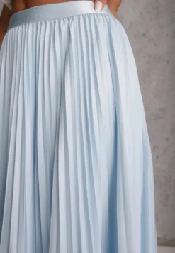 Niebieska Spódnica High Waist Zdobiona Drobnym Plisowaniem Aniope