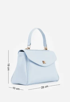 Niebieska Torebka Typu Kuferek z Rączką i Klapą z Paskiem Crossbody Phoebyne