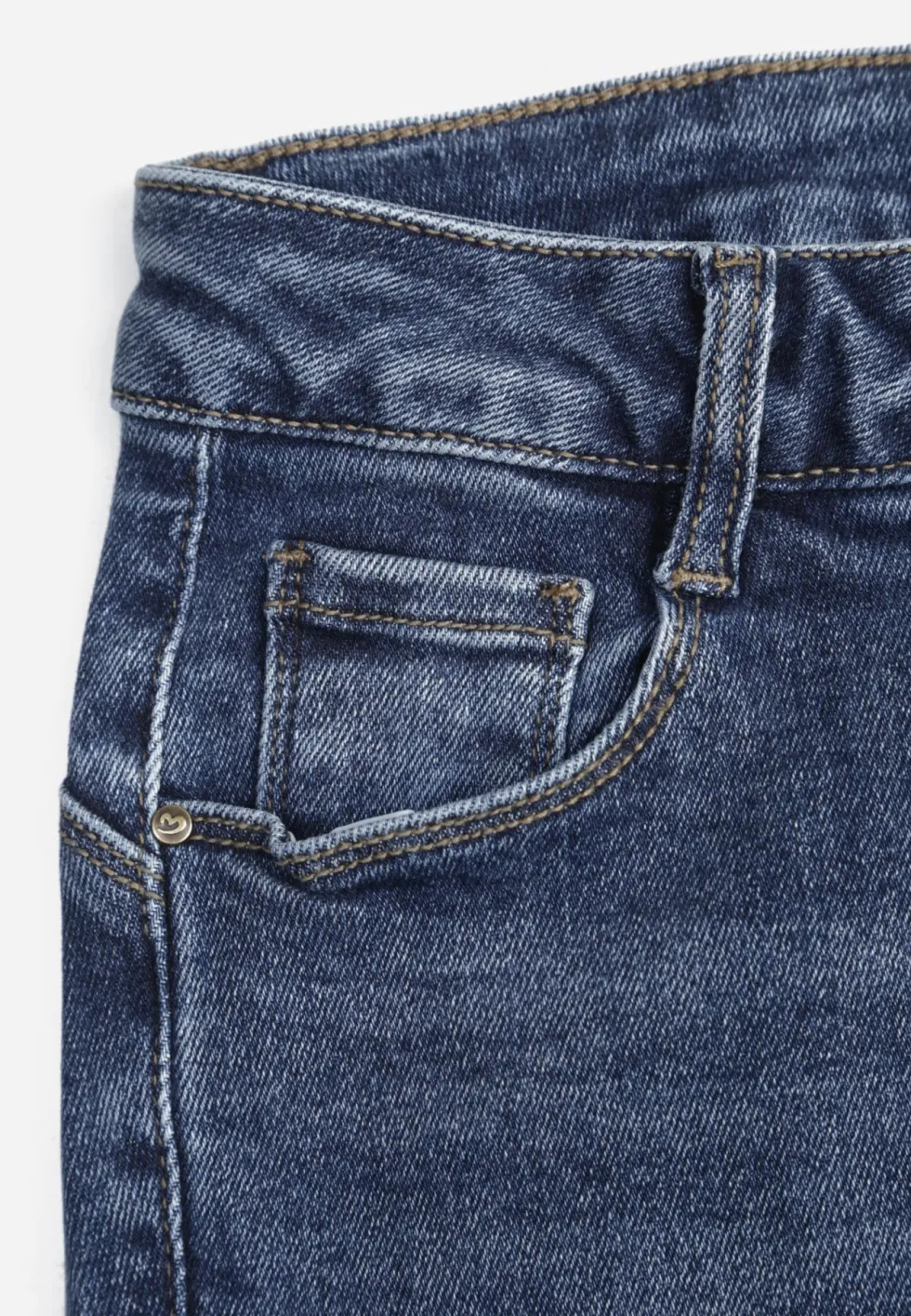 Niebieskie Bawełniane Elastyczne Jeansy o Kroju Skinny z Efektem Przejaśnień Ganra