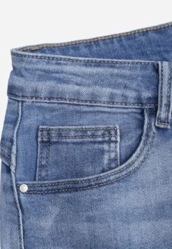 Niebieskie Bawełniane Jeansy High Waist z Szerokimi Nogawkami Zaeherris