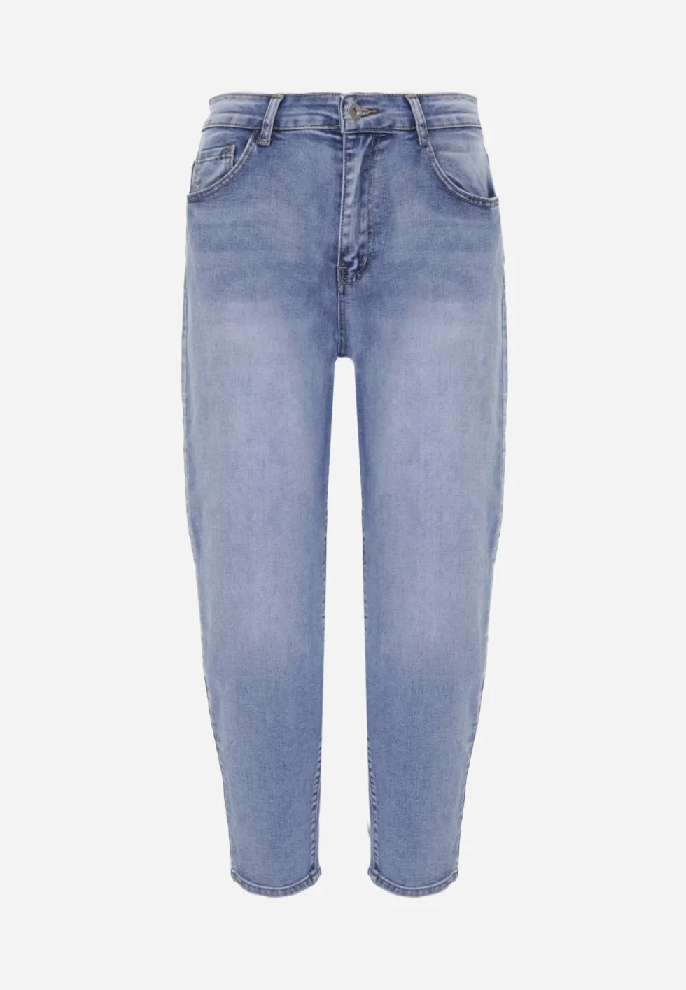 Niebieskie Bawełniane Jeansy Mom Fit High Waist w Klasycznym Stylu Vilinira
