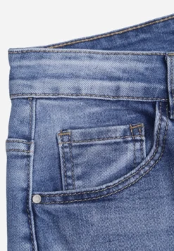 Niebieskie Bawełniane Jeansy Mom Fit High Waist w Klasycznym Stylu Vilinira