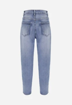 Niebieskie Bawełniane Jeansy Mom Fit High Waist w Klasycznym Stylu Vilinira