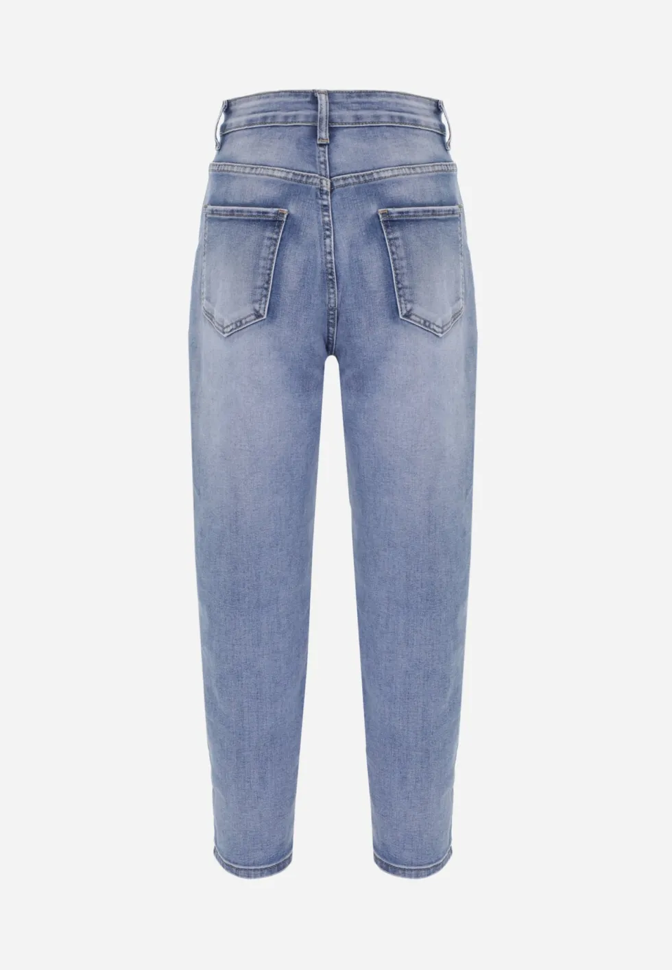 Niebieskie Bawełniane Jeansy Mom Fit High Waist w Klasycznym Stylu Vilinira