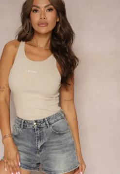 Niebieskie Bawełniane Szorty Denimowe High Waist Kaivima