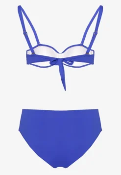 Niebieskie Bikini Biustonosz Ozdobiony Geometryczną Aplikacją i Majtki Figi Kinrina