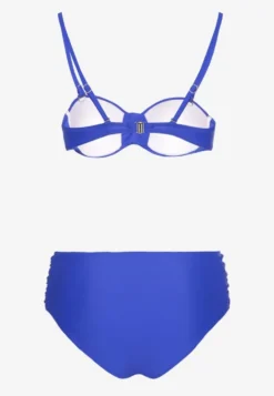 Niebieskie Bikini Figi i Usztywniany Biustonosz z Marszczeniem Vintelle