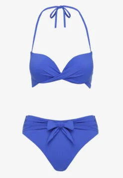 Niebieskie Bikini Majtki Figi i Biustonosz Ozdobione Wiązaniem Saniorie