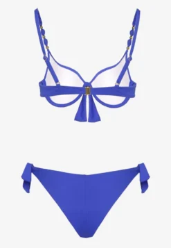 Niebieskie Bikini Majtki i Biustonosz z Wiązaniem Sadeenne