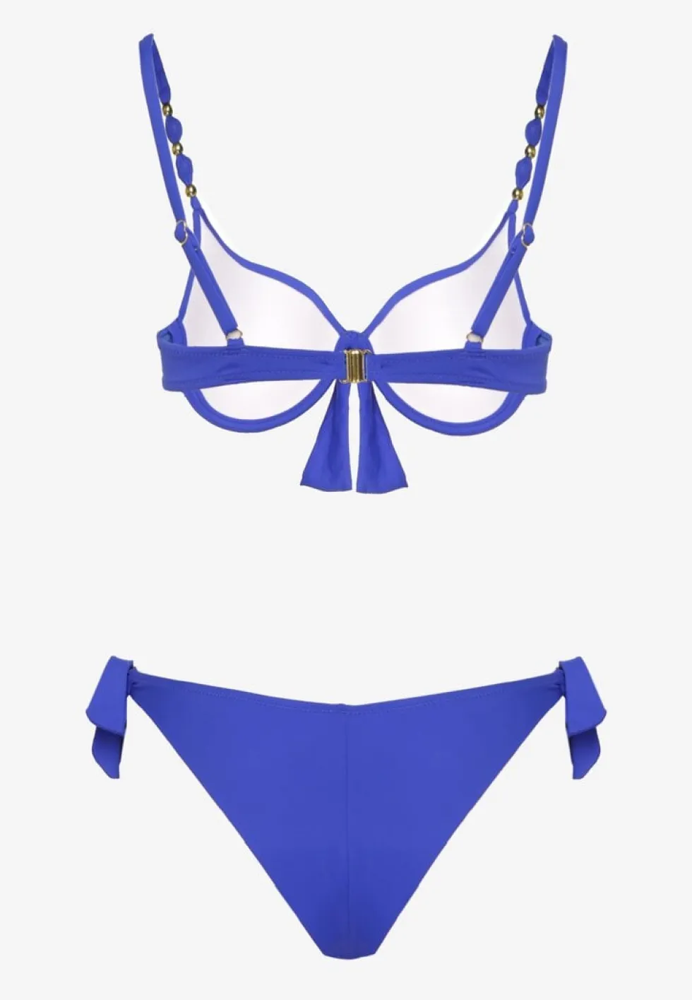 Niebieskie Bikini Majtki i Biustonosz z Wiązaniem Sadeenne