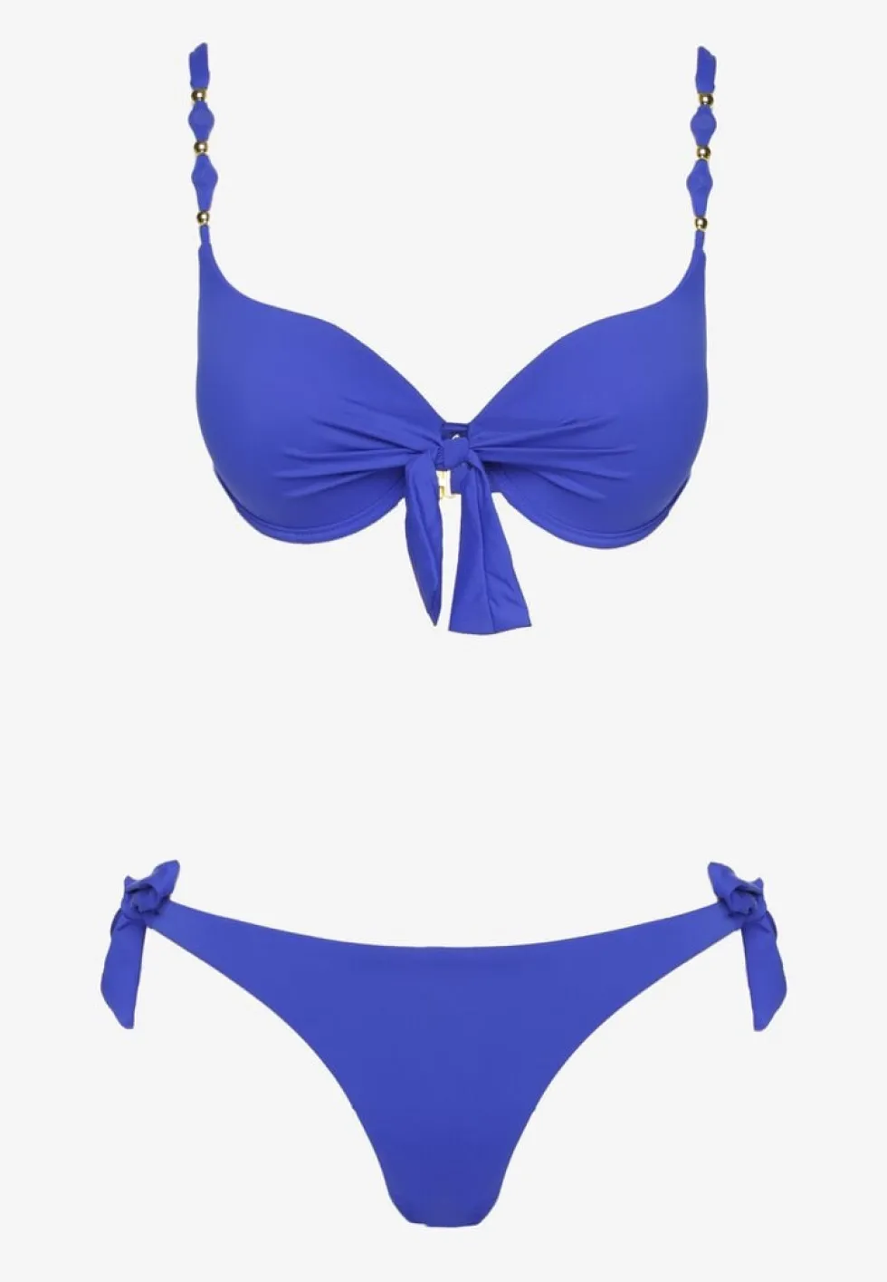 Niebieskie Bikini Majtki i Biustonosz z Wiązaniem Sadeenne