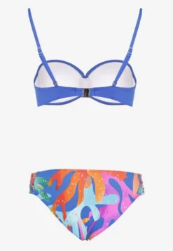 Niebieskie Bikini Marszczony Biustonosz i Majtki Typu Figi Salenthia
