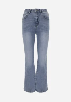 Niebieskie Casualowe Jeansy Flare Regular Waist z Bawełną Joshea