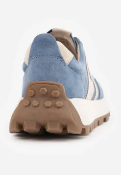 Niebieskie Chunky Sneakersy z Zamszu Naturalnego na Platformie z Bieżnikiem Ezze